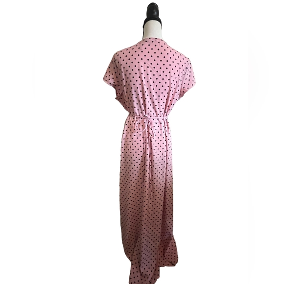 NWOT Boohoo Plus Pink Polka Dot Wrap Maxi Dress Size US 14 - Picture 3 of 5